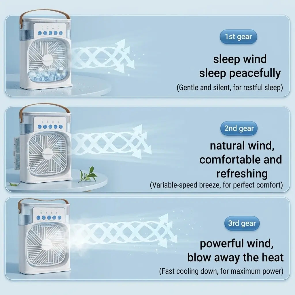 Portable Ice Air Cooler Fan | Mist, LED & Timer