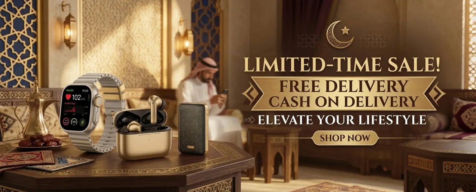 limited time sale free delivery and cash on delivery on all orders عرض لفترة محدودة، توصيل مجاني ودفع عند الاستلام لجميع الطلبات

