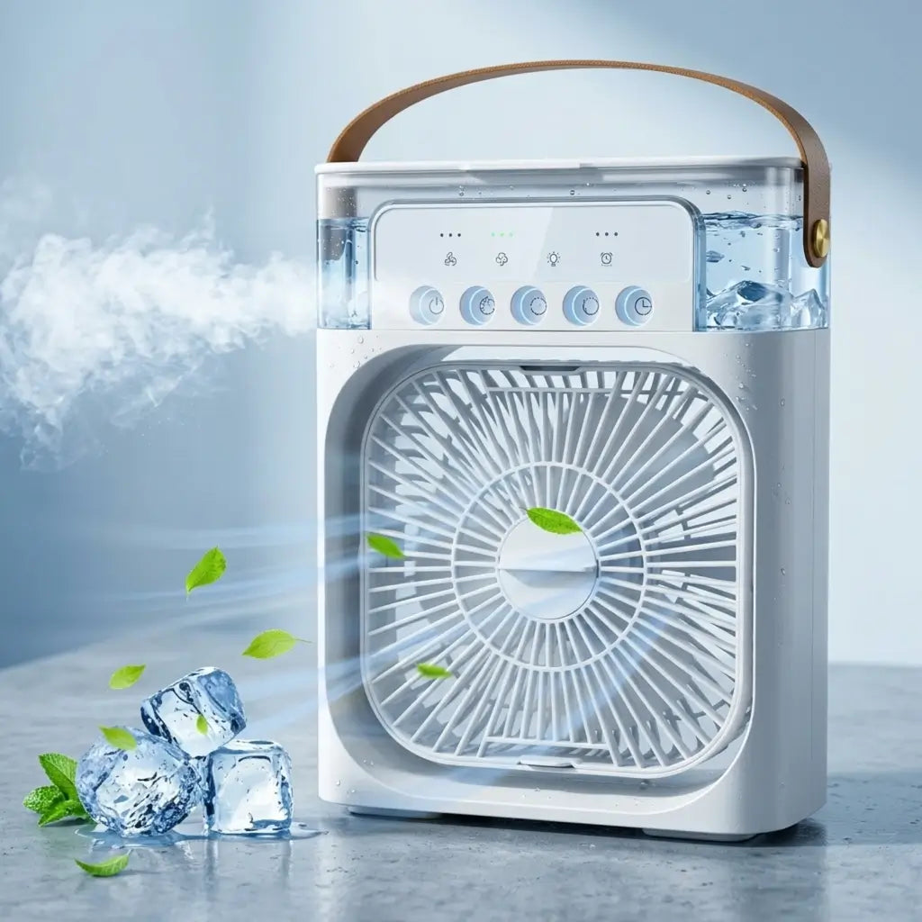 Portable Ice Air Cooler Fan | Mist, LED & Timer